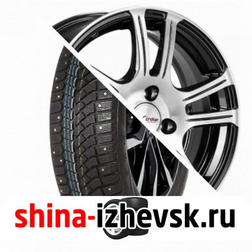 Колесо в сборе Viatti Brina Nordico (V-522) 185/55 R15 T 82 + X-trike X105 6xR15 4×98 ET35 DIA58.1 Черный глянцевый с полированной лицевой поверхностью в Ижевске